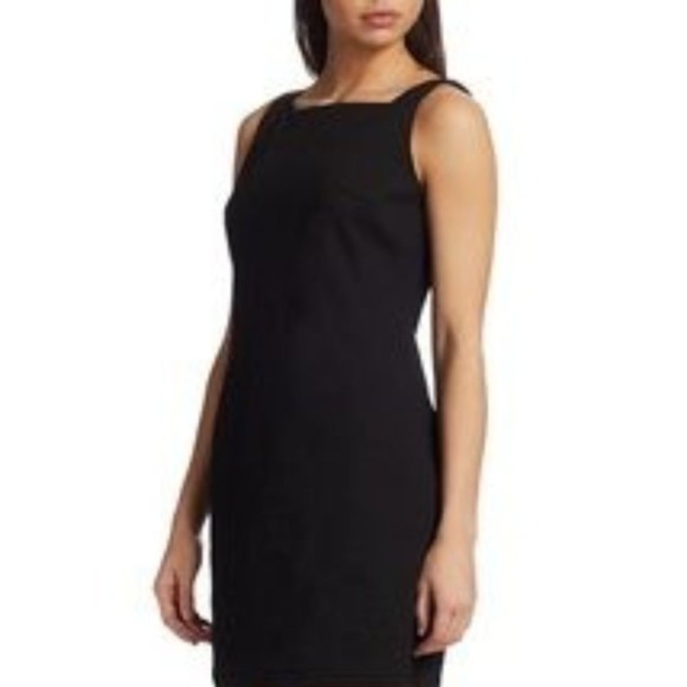 Talbots Linen Sheath Career Square Neck‎ Black sleeveless Dress